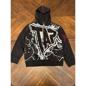 Tapout Boys Black Zip Up Hoodie Sweatshirt Fleece Lined Size Medium 10/12 |R1